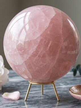 ✨️XXL Rose Quartz Crystal Statement Sphere✨️ 5lbs Decor ✨️Rainblow Inclusions!✨️